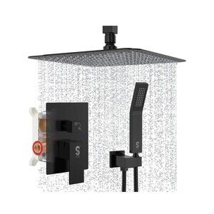 NEW SR Sun Rise 10 Inch Ceiling Mount Rain Shower System Black SRSH-MBC1003